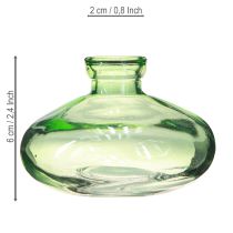 položky Sklenená váza cibuľovité zelené mini vázy zo skla Ø9cm V6cm 6 ks