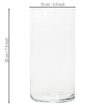 položky Vysoká sklenená váza, jednoduchý sklenený valec ako kvetinová váza alebo dekoratívne sklo, 20 cm