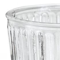 Článok Sklenená váza s nôžkou ozdobný ryhovaný pohár Ø13cm V19cm