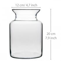 Článok Sklenená váza na kvety široká číra Ø12cm V20cm