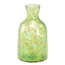 položky Sklenená váza sklenená dekoračná váza na kvety zelená žltá Ø10cm V18cm