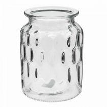 položky Sklenená váza so vzorom, lampáš sklo číre V15cm Ø11cm 2ks