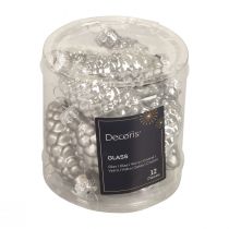 položky Vianočné šišky sklenené šišky sklenená dekorácia strieborná V6,5cm 10 kusov
