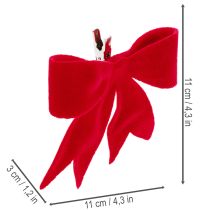 položky Dekoratívna červená mašľa s klipom. Všestranná vianočná dekorácia. 11 cm, 4 kusy.