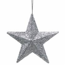 položky Trblietavá hviezda strieborná 9,5/5cm 18 ks