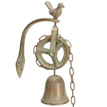 položky Kovová zvonová nástenná dekorácia s držiakom starožitná patina V58cm