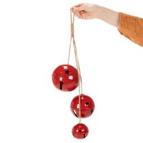Článok Červené kovové zvončeky, sada 3 kusov, dekoratívne, 14/12/8 cm