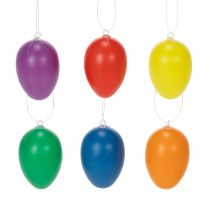 položky Veľkonočné ozdoby na vajíčka na jarnú výzdobu, domov alebo záhradu. Farebné dekoračné predmety, 6 cm, 24 kusov.