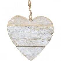 položky Srdce z dreva, ozdobné srdiečko na zavesenie, srdiečko biele 24cm