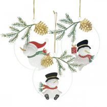 položky Vianočný prívesok dekorácia snehuliaka prsteň kovový Ø14cm 3ks