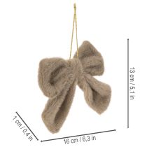 Článok Dekoratívna plyšová mašľa so závesom, 16 cm, 3 kusy