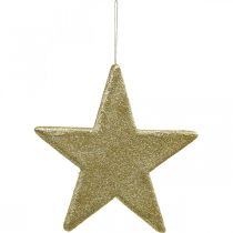 položky Vianočná dekorácia prívesok hviezda zlaté trblietky 30cm 2ks