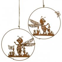 položky Včielka z kovovej hrdze záhradná dekorácia na zavesenie Ø14cm 4ks