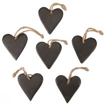 položky Závesná dekorácia bridlicové srdce ozdobné srdiečka čierne 7cm 6ks