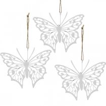 položky Dekorácia motýľ závesná vintage kovová dekorácia biela 15×12cm 3ks