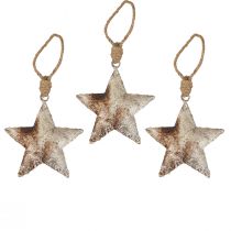 Závesná dekorácia dekorácia hviezda kovová vianočná strieborná 11cm 3ks