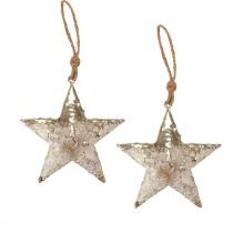 Závesná dekorácia hviezda kovová Vianočná dekorácia strieborná 15,5cm 3ks