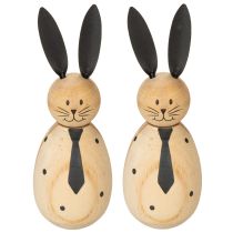 položky Drevená dekoratívna figúrka králika, ideálna pre pokojnú a nadčasovú dekoráciu, 15 cm, 2 kusy
