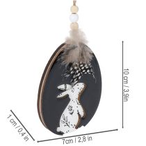 položky Drevené veľkonočné vajíčka na zavesenie, biele a čierne, 10 cm, 6 kusov