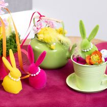 položky Dekoratívna figúrka veľkonočného zajačika s perlovým náhrdelníkom, ideálna do obývačky alebo spálne, 13 cm, 4 kusy