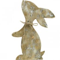 položky Drevený zajačik, jar, veľkonočné sedenie zajačika, veľkonočná dekorácia so vzorom prírodný, biela praná V26cm