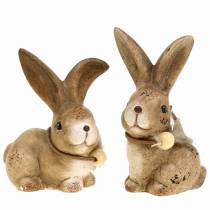 položky Deco figúrky králik s pierkom a drevenou korálkou hnedé triedené 7cm x 4,9cm V 10cm 2ks