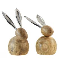 položky Králik Drevo Kov Prírodné Striebro V10/12,5cm 2 ks