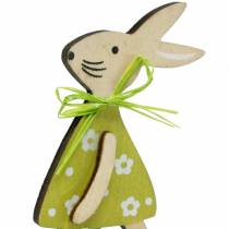 položky Drevený králik na palici zelený, žltý, ružový 8cm 12 kusov