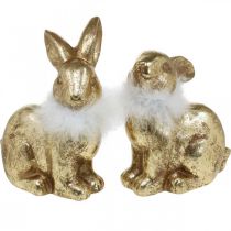 položky Zlatý králik sediaci terakota zlatej farby s pierkami V20cm 2ks