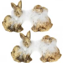 položky Zlatý králik sediaci terakota zlatej farby s pierkami V10cm 4ks