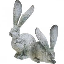 položky Ozdobný králik, záhradná figúrka v betónovom vzhľade, shabby chic, veľkonočná dekorácia so striebornými akcentmi V21/14cm sada 2 kusov