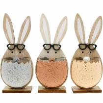 položky Drevený zajačik vo vajíčku, jarná dekorácia, zajačik s pohárikmi, veľkonočný zajačik 3ks