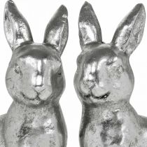 položky Deko králik sediaci veľkonočná dekorácia strieborná vintage V13cm 2ks