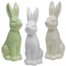 položky Porcelánový veľkonočný zajačik sediaci biely, krémový, zelený V18cm 3ks