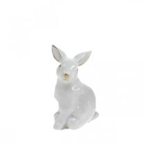 položky Biely keramický králik, veľkonočná dekorácia so zlatým zdobením, jarná dekorácia V7,5cm
