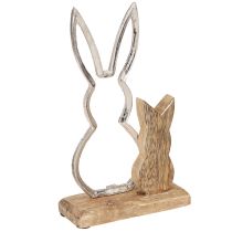 položky Dekoračný králik kov &amp; drevo – Moderná veľkonočná figúrka v prírodnom prevedení 22cm 2 ks