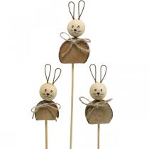 položky Zajačik kvetinová tyčinka drevo hrdza Veľkonočná dekorácia zajačika príroda 8cm 8ks