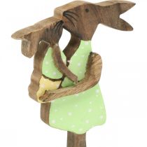 položky Zajačik mama s dieťaťom, veľkonočná dekorácia, jar, veľkonočný zajačik z dreva, prírodný, zelený, žltý V22cm