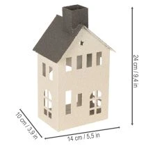 položky Dekoratívny kovový domček s komínom a oknom, 24 cm