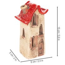 položky Keramická dekorácia na domček s červenou strechou, svietiaci domček, 15 cm, 2 kusy