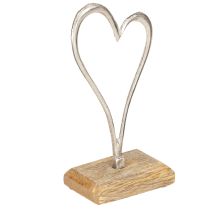 položky Srdiečko Dekorácia Kov Drevo Podstavec Prírodné striebro V15,5cm 3 ks