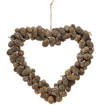 položky Dekorácia srdca, kužeľ, jelšový kužeľ, biely, 24 cm