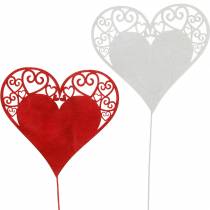 položky Srdce na paličke, ozdobné srdiečko na špunt, svadobná dekorácia, Valentín, srdiečková dekorácia 16 kusov