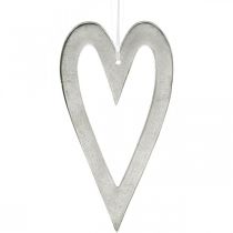 položky Závesné srdce strieborná hliníková svadobná dekorácia 22×12cm