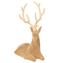 položky Dekoratívna figúrka ležiaceho jeleňa s parohmi, vatová dekorácia, 58 cm