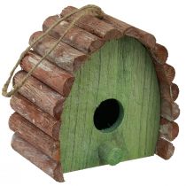 položky Závesná dekorácia vtáčia búdka s okrúhlou strechou drevo zelená hnedá 16,5×10×17cm