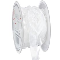 položky Organzová stuha na svadobnú dekoráciu biela 10 mm x 5 m so srdiečkami a perlami