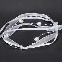 položky Organzová stuha na svadobnú dekoráciu biela 10 mm x 5 m so srdiečkami a perlami