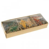 položky Dekoračné listy drevo na zavesenie farebná jesenná dekorácia 6,5×4cm 12ks