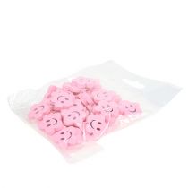 položky Drevený kvet s tvárou ružový 2,5cm 48 ks